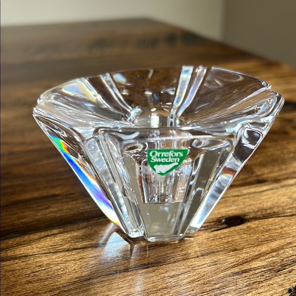 Orrefors Sweden Vintage New no Box Crystal Orion Single Taper Candle Holder MCM